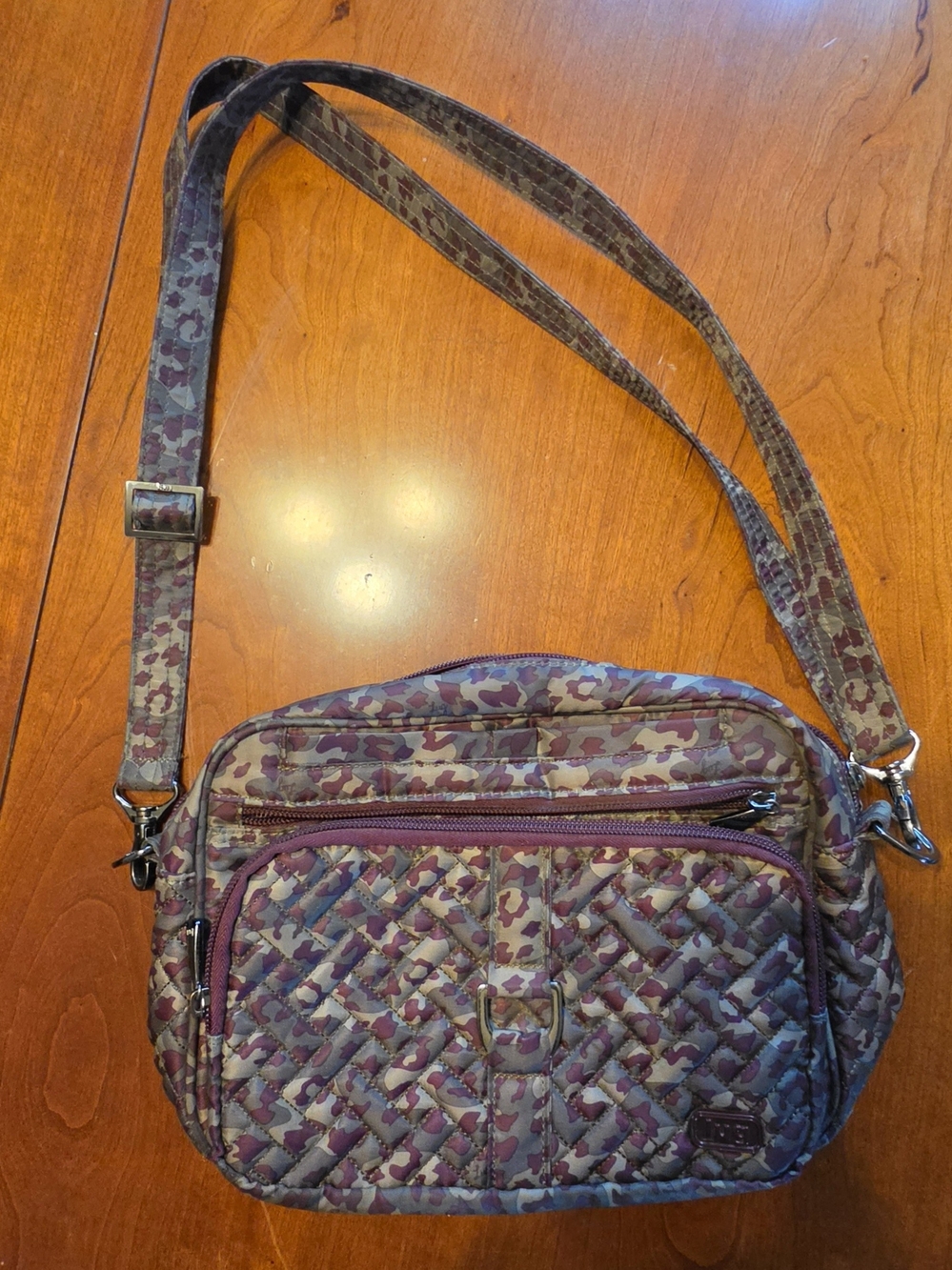 Lug Carousel XL Leopard Print Quilted Crossbody Organizer Bag